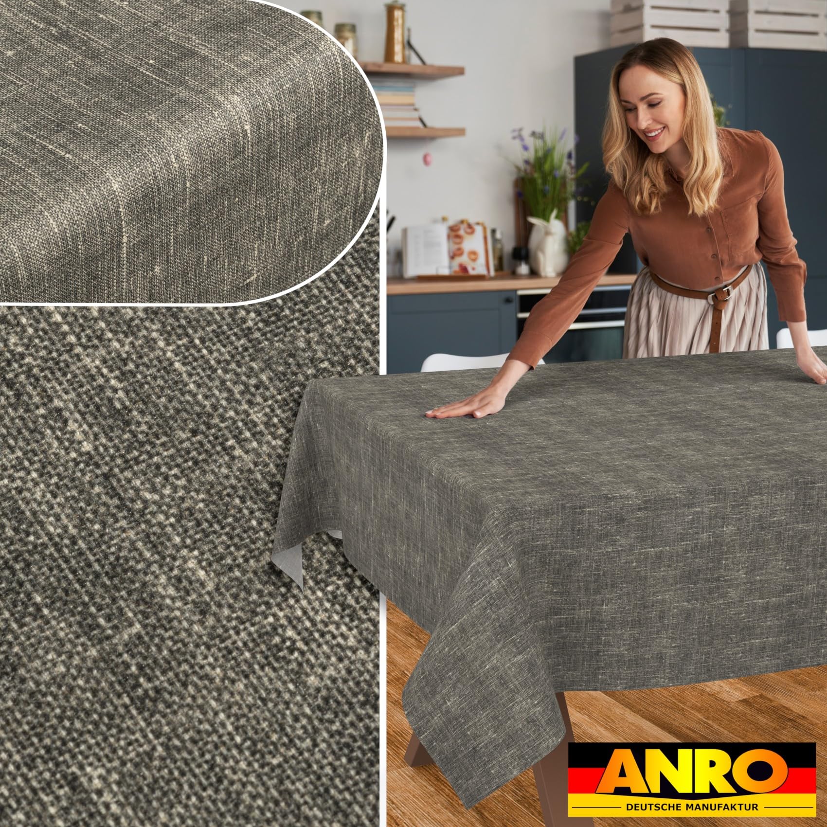 ANRO Mantel de Mesa 70% Algodón 30% Poliéster | Antimanchas Lavable Elegante para Cocina Comedor Jardín 300x140 cm