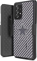 Vista 6 de Funda compatible con Galaxy A52 5G con protector de pantalla de vidrio templado, funda delgada para Samsung A52, clip para cinturón, funda híbrida a