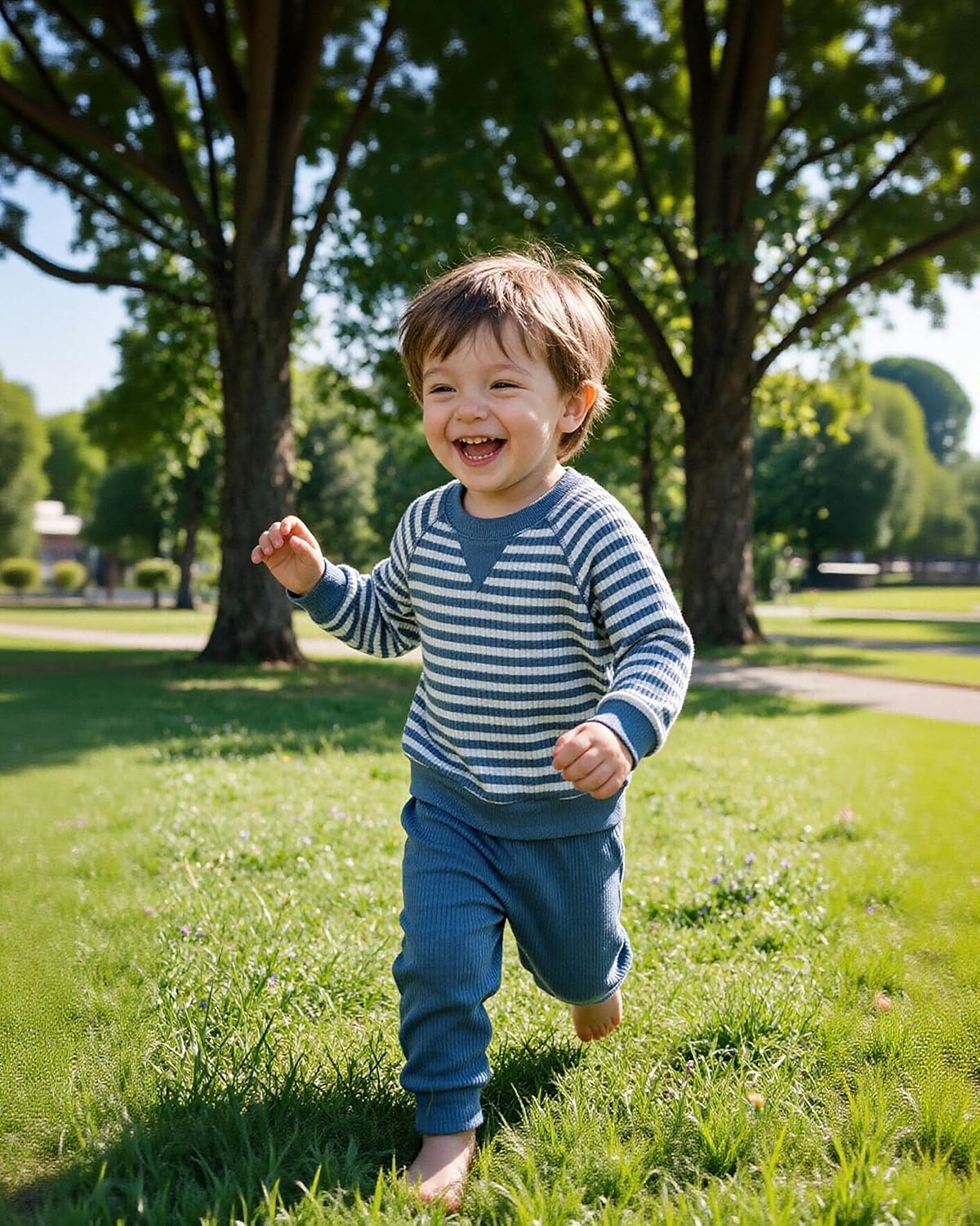 YALLET Toddler Baby Boy Clothes Striped Sweatshirt+Jogger Pants 1-5 Years image 4