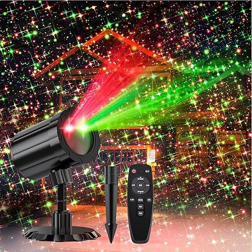 Proyector de luces de Navidad para exteriores, cielo estrellado de doble color, luces de proyector de Navidad para exteriores con control remoto y