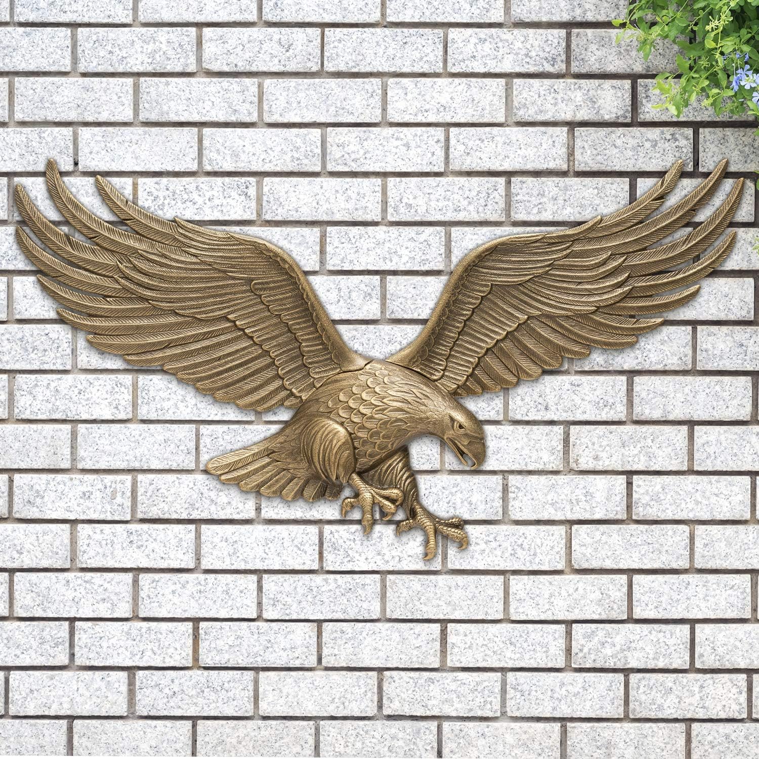 Whitehall Products Antique Brass Wall Eagle 00755, 36 inches wide by 11 inches high