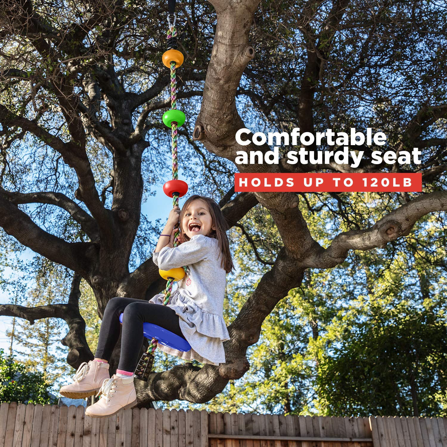 Buy LAEGENDARY Tree Swing for Kids Single Disk Outdoor Climbing Rope