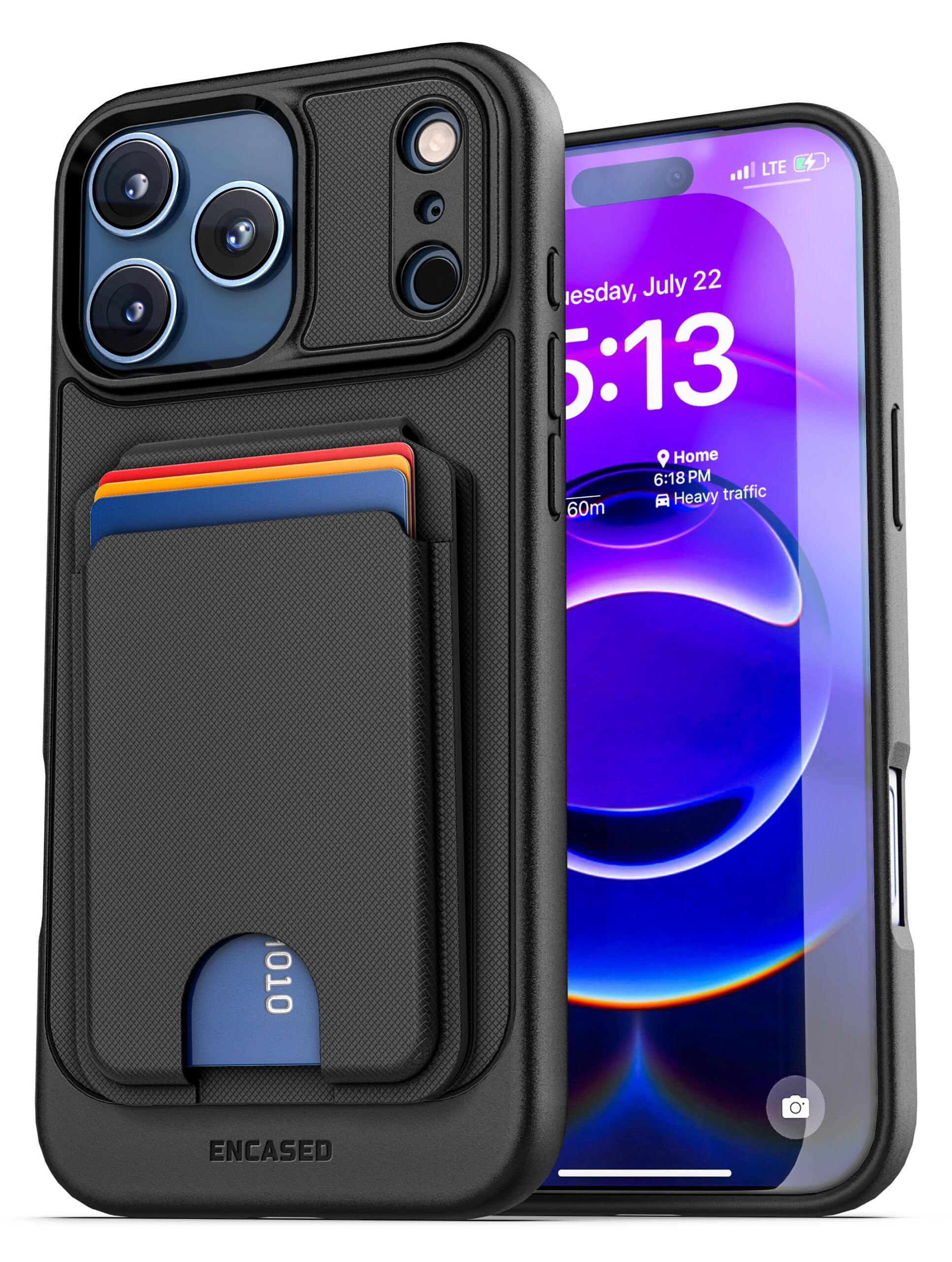 ENCASED Custodia sottile Armor con Portafoglio Magnetico per iPhone Pro Max Nero