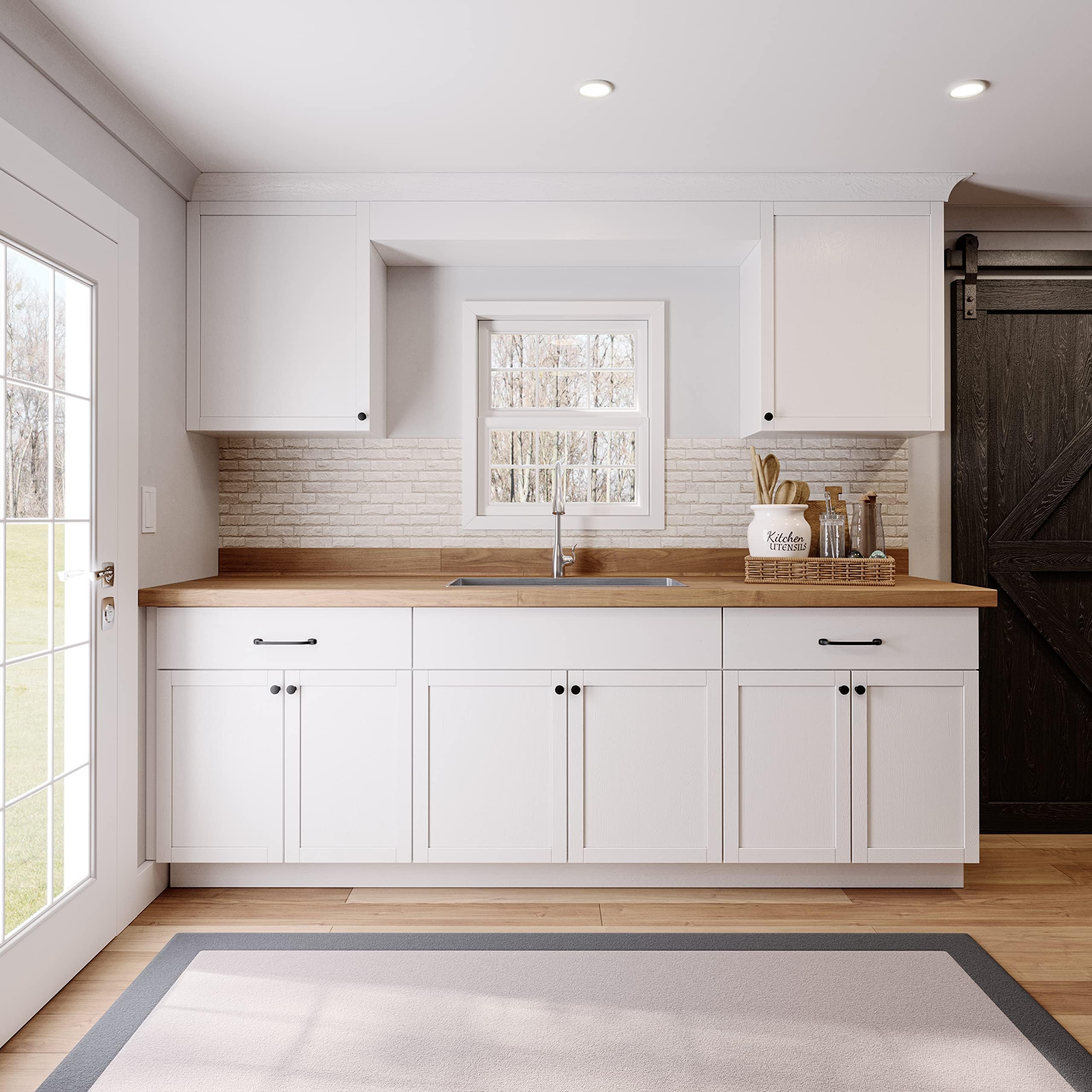 Quicklock RTA (Ready-to-Assemble) Cabinets | Kitchen Starter Sets Office Kitchenette Small Home Apartment (Pure White, 8 Foot)
