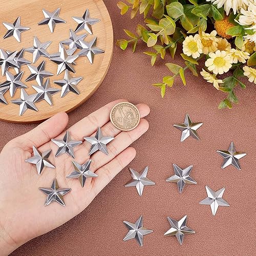 Miniatura 3 de GORGECRAFT 100 piezas de 1 pulgada galvanizada mini estrella de granero de metal vintage rústico estrella de árbol de Navidad tridimensional para