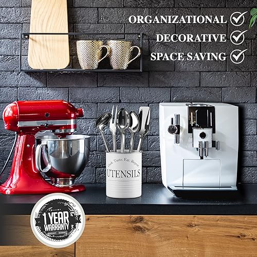 Miniatura 4 de Bartnelli Organizador grande de utensilios de cocina para encimera, organizador de almacenamiento de granja con base acolchada estable