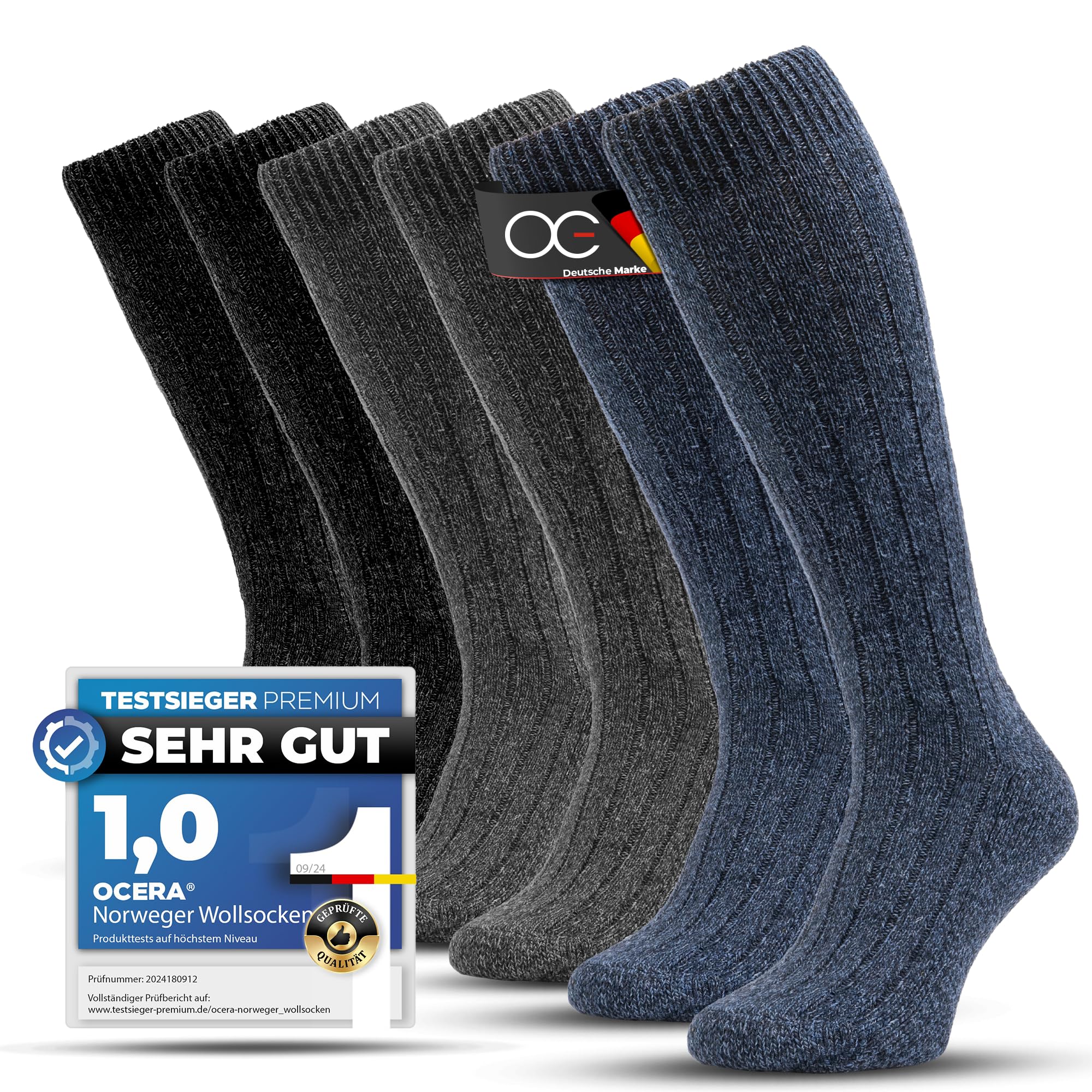 OCERA 3 Paar Norweger Farbmix