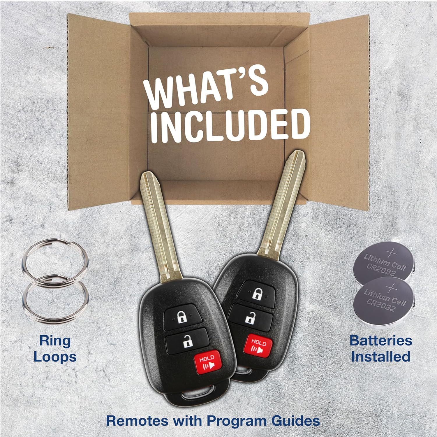 KeylessOption Key Fob Replacement for 2013 2014 2015 2016 2017 2018 2019 Toyota Prius C Rav4 Tacoma Camry Keyless Entry Remote, 3-Button HYQ12BDM - 2 Pack