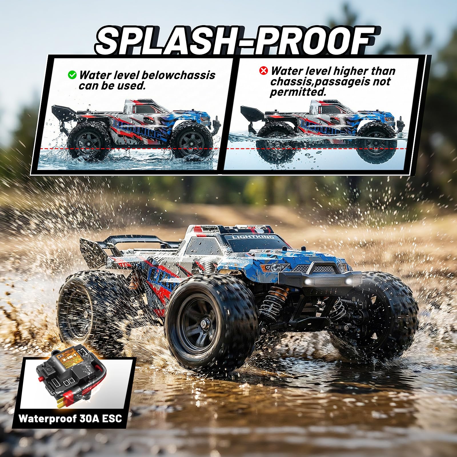Macchina Telecomandata Professionale 1:18 4WD 36 km/h, Auto Telecomandata 4x4 Off Road All Terrain,rc car Motore RC380, Trasmissione Interamente in Metallo, 2×7,4V 1300mAh, Controllo 2.4GHz
