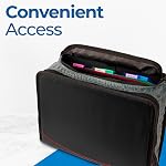 Case-it Le puissant Zip Tab Zipper Binder - 3 Ring O de pouce - 5 Onglet de couleur Élargir le dossier de fichier - Plusieurs poches - 600 Capacité de la feuille - Livré avec une bande d'épaules - Jet Black D-146