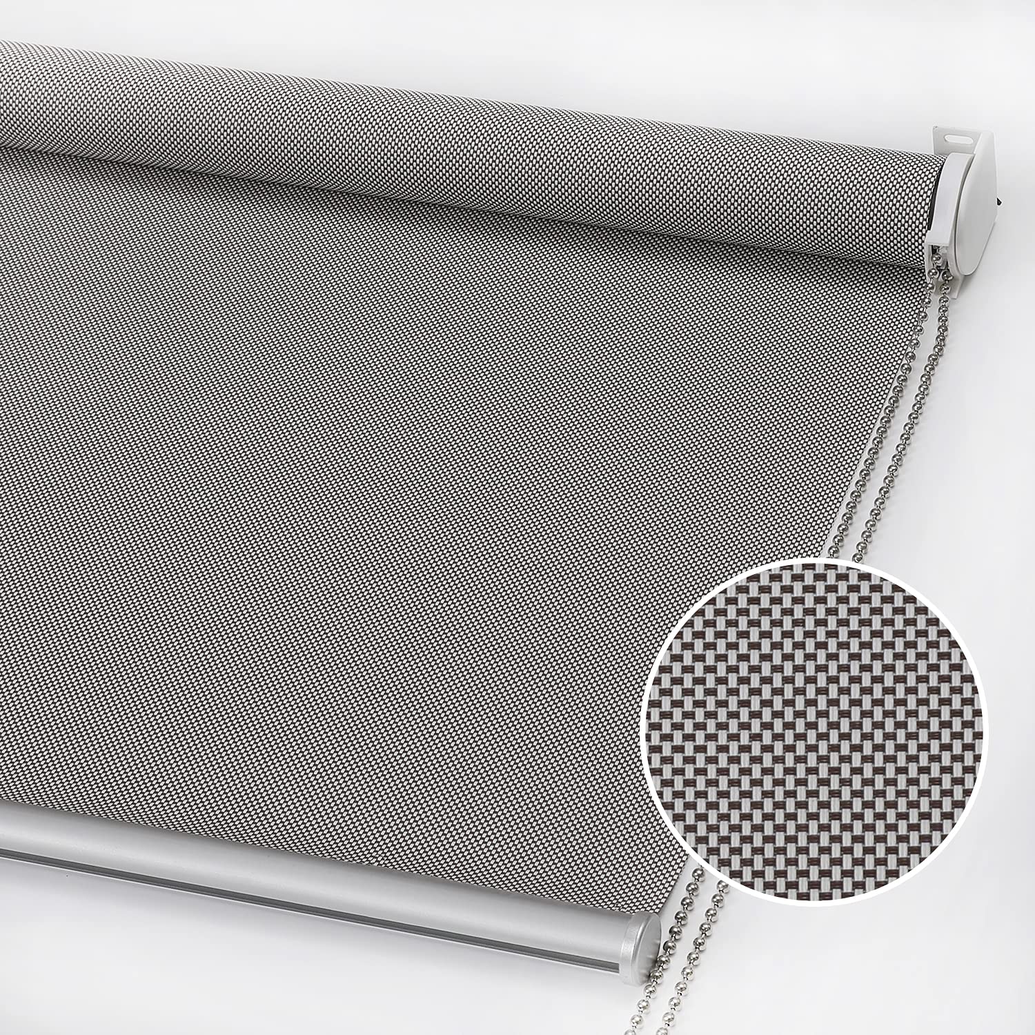 ChrisDowa Light Filtering Roller Shades, with 5% Openness Solar Screen, UV Protection, Water Proof Fabric. Solar Semi Sheer Roller Blinds for Office and Home. Easy to Install.Brown,38\" W x 72\" H