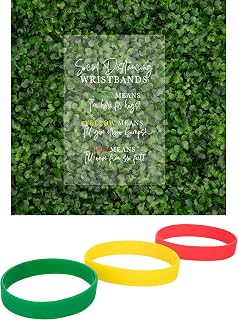 Andaz Press Social Distance Clear Acrylic Wedding Party Signs, Social Distancing Wristbands, Green, Yellow, and Red Means, 7.5 x 11-inch, 1-Pack Table Sign, 150-Pack Green, Yellow, Red Wristbands