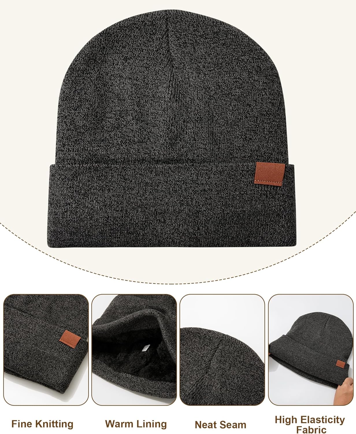 Women's Winter Knit Beanie Hat Touchscreen Gloves Long Neck Scarf Set Warm Soft Knit Beanie Cap for Cold Weather - Image 3