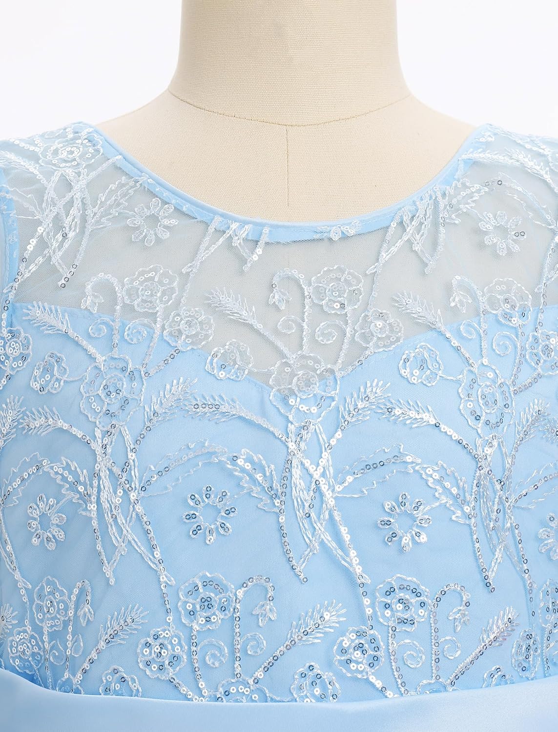 IBTOM CASTLE Flower Girl Sequin Floral Long Tulle Dress Little Girls Formal Birthday Tea Party Wedding Pageant Ball Prom Gown - Image 5