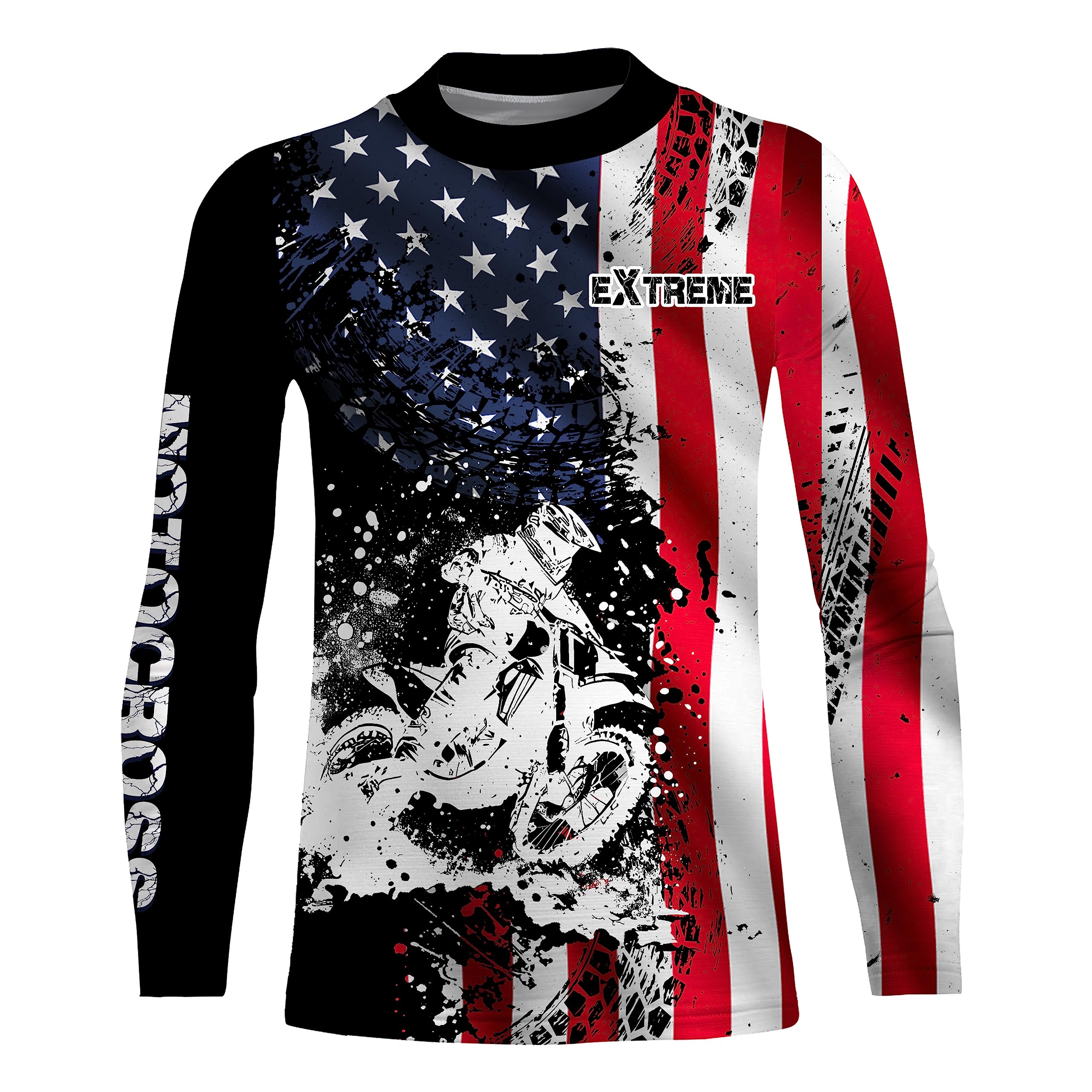 American Flag Motocross Jersey UPF30+ Custom Kid Men Women Dirt Bike Shirt Extreme Motorcycle Racing Jersey Patriotic XM23 (Kid Jersey)