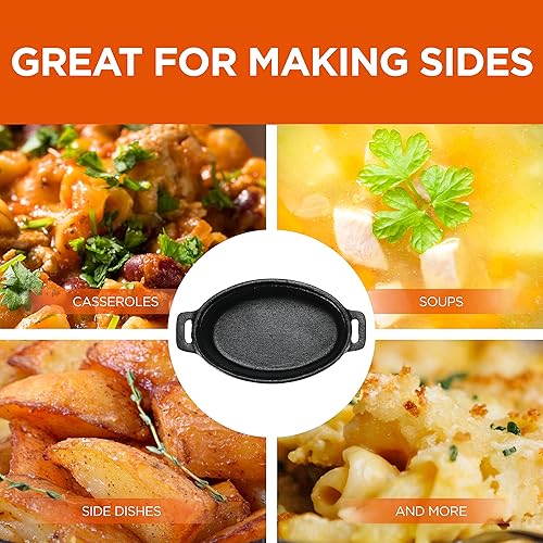 Vista 10 de COMMERCIAL CHEF Horno holandés de hierro fundido de 3.4 cuartos de galón con tapa de cúpula y asas