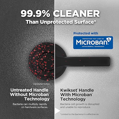 Miniatura 4 de Kwikset Henley - Manija de puerta de paso interior, manija para puertas de armario y pasillo, manija reversible sin bloqueo, color negro mate, con