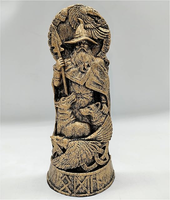 mozhixue Odin Statue Norse Gods Statues Scandinavian Pantheon Ornaments Resin Viking Mythology Figurines Table Decorative Gift,Odin