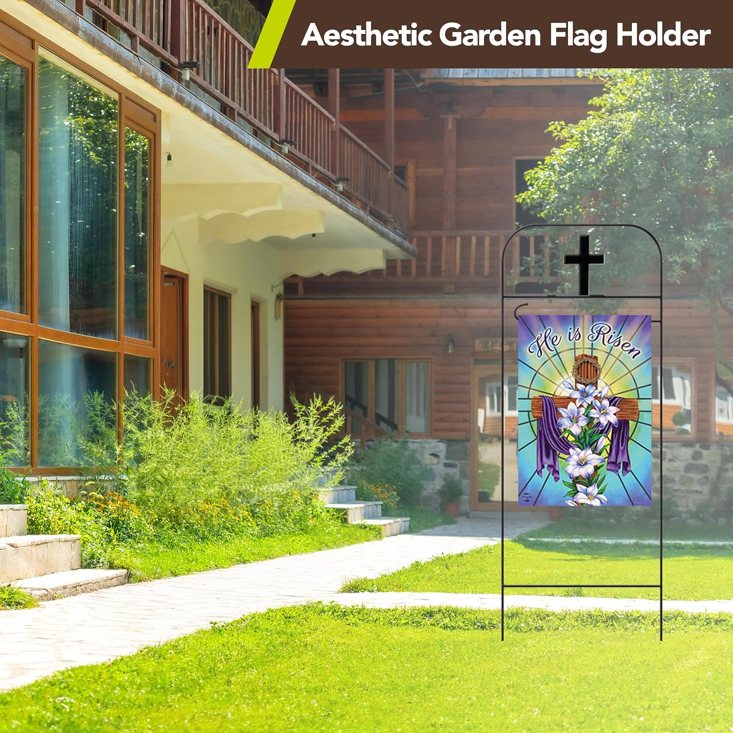 Briarwood Lane Wrought Iron Cross Garden Flag Arbor