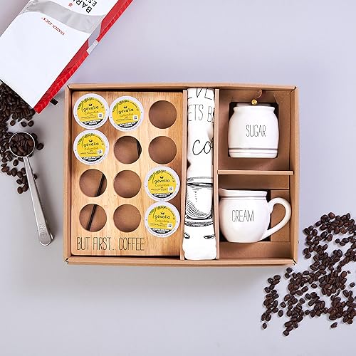 Miniatura 4 de Mud Pie Juego de caja de regalo de café | Incluye soporte para cápsulas de café, juego de crema y azúcar, cuchara de café y toalla de mano