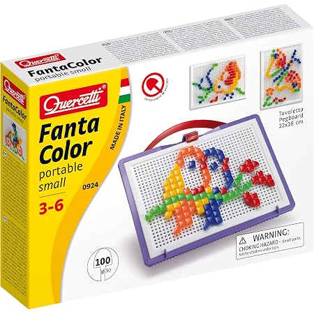 Quercetti 0922 Fantacolor Portable - Jeu De Mosaïques Créatives Pour Enfants Avec 150 Pièces