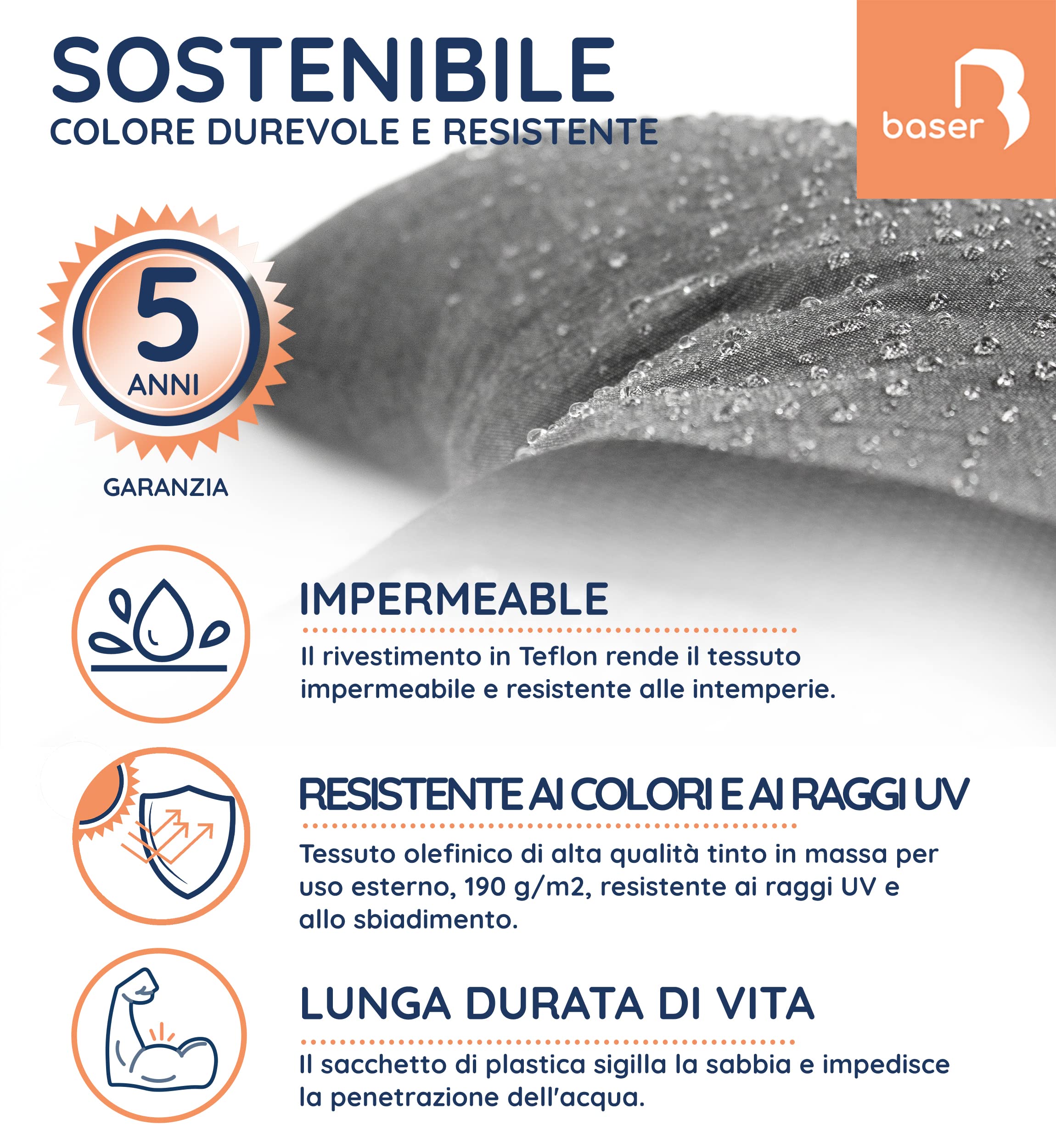 Baser Sacchi di Sabbia, 2 x 15kg Pesi per Gazebo Pieghevole, Pergolato da Giardino & Ombrelloni, Base per Gazebo Esterno Resistente, Grigio