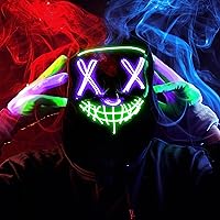 Vista 27 de JOYIN Máscara de Halloween con luz LED y guantes para disfraz de cosplay de Halloween (rojo), 3 modos de máscara que brilla en la oscuridad