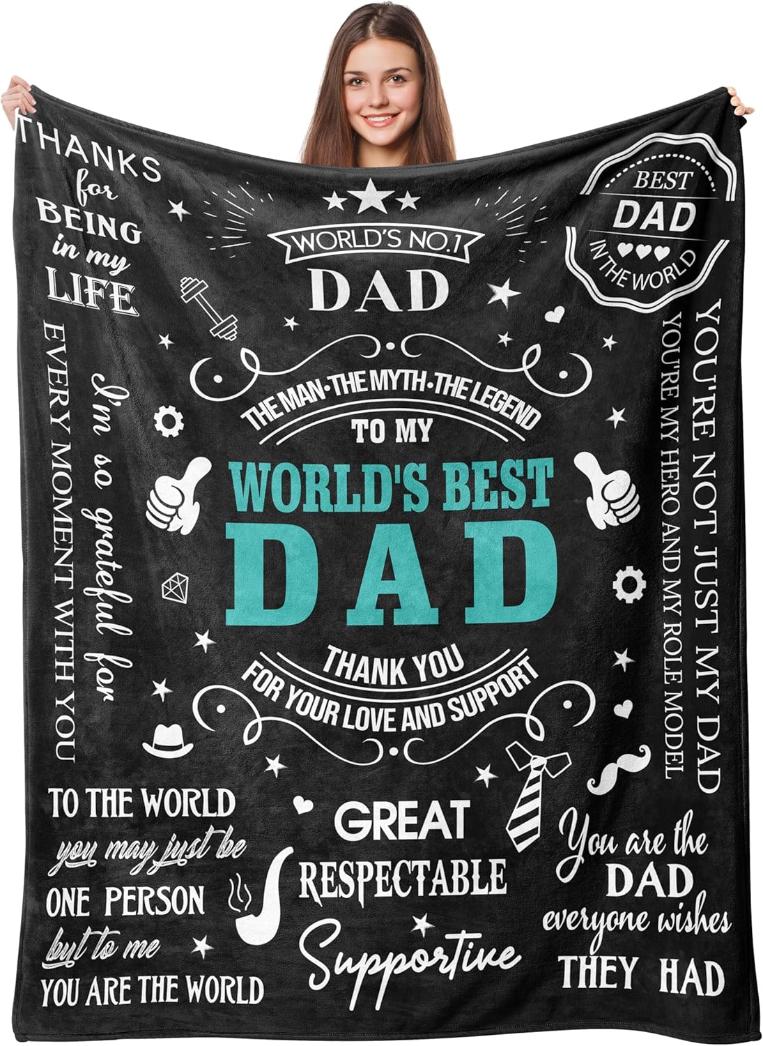 Dad Blanket 60″x50″ – Fathers Day Christmas Birthday Gifts from Daughter Son Kids, Best Dad Ever Gift Ideas, Daddy/Father Gifts Dad Blanket 60″x50″ – Fathers Day Christmas Birthday Gifts from Daughter Son Kids, Best Dad Ever Gift Ideas, Daddy/Father Gifts