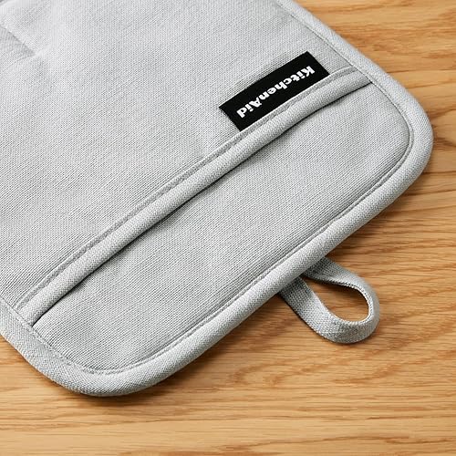 Miniatura 3 de KITCHENAID Gourmet Series Gridlines - Juego de 2 soportes para ollas, resistentes al calor hasta 600 F, agarre de silicona suave, puño magnético,