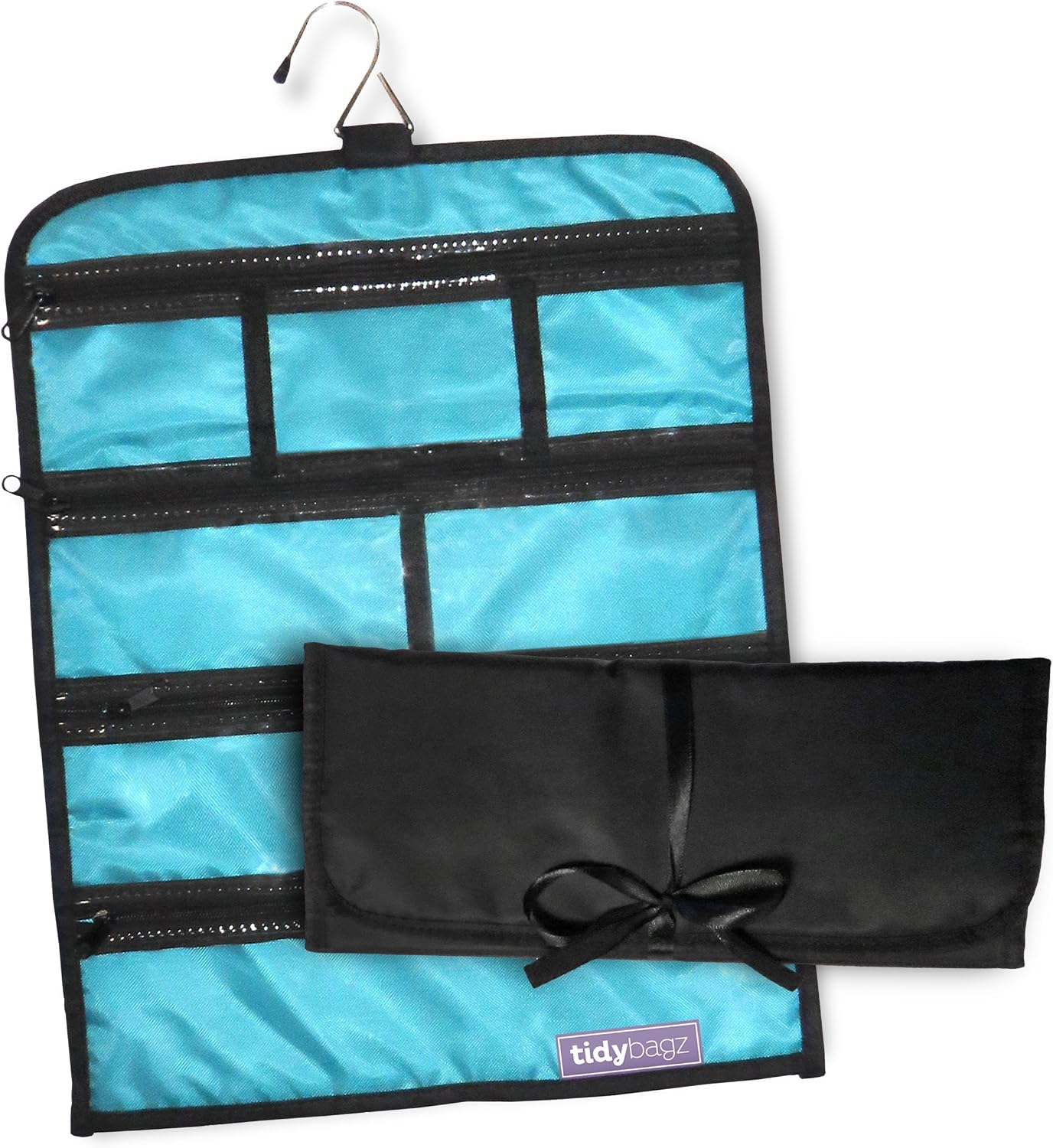 Tidybagz | Jewelry Roll Bag | Travel & Home Organizer | Safe, Elegant, Zippered Solution To Jewelry Organization | Large 7 Compartment Roll Bag