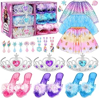 Dreamon Chaussures Princesse Fille, Deguisement Princesse Fille Robe Princesse Fille 3 4 5 6 Ans Cadeaux d'halloween Et de Noël pour Les Enfants