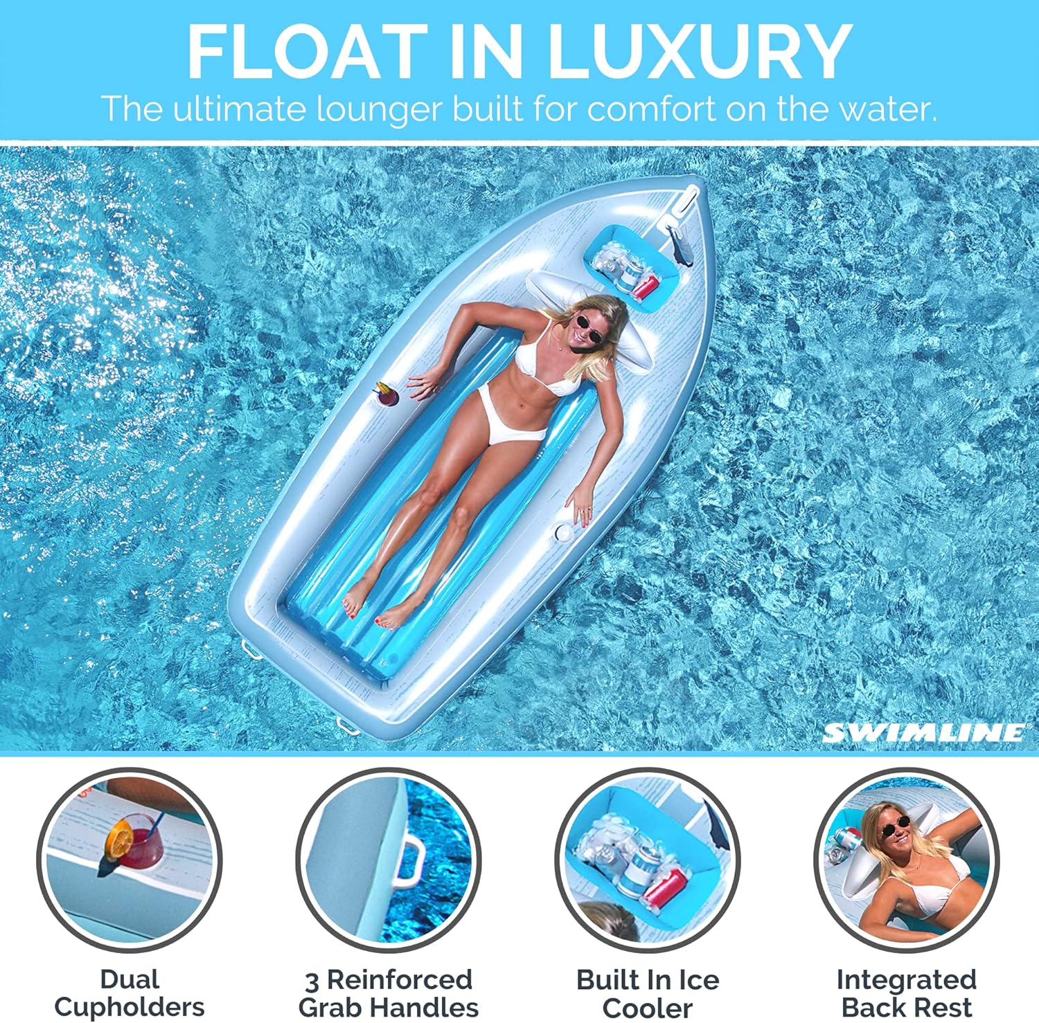 SWIMLINE ORIGINAL Suntan Tub Classic Edition Inflatable Floating Lounger Pink & Purple | Tanning Pool Hybrid Lounge | Oversized Pillow | Fill With Water |Reflective Design For Tanning and Outdoors-70 " x 46 " x 8". : Everything Else