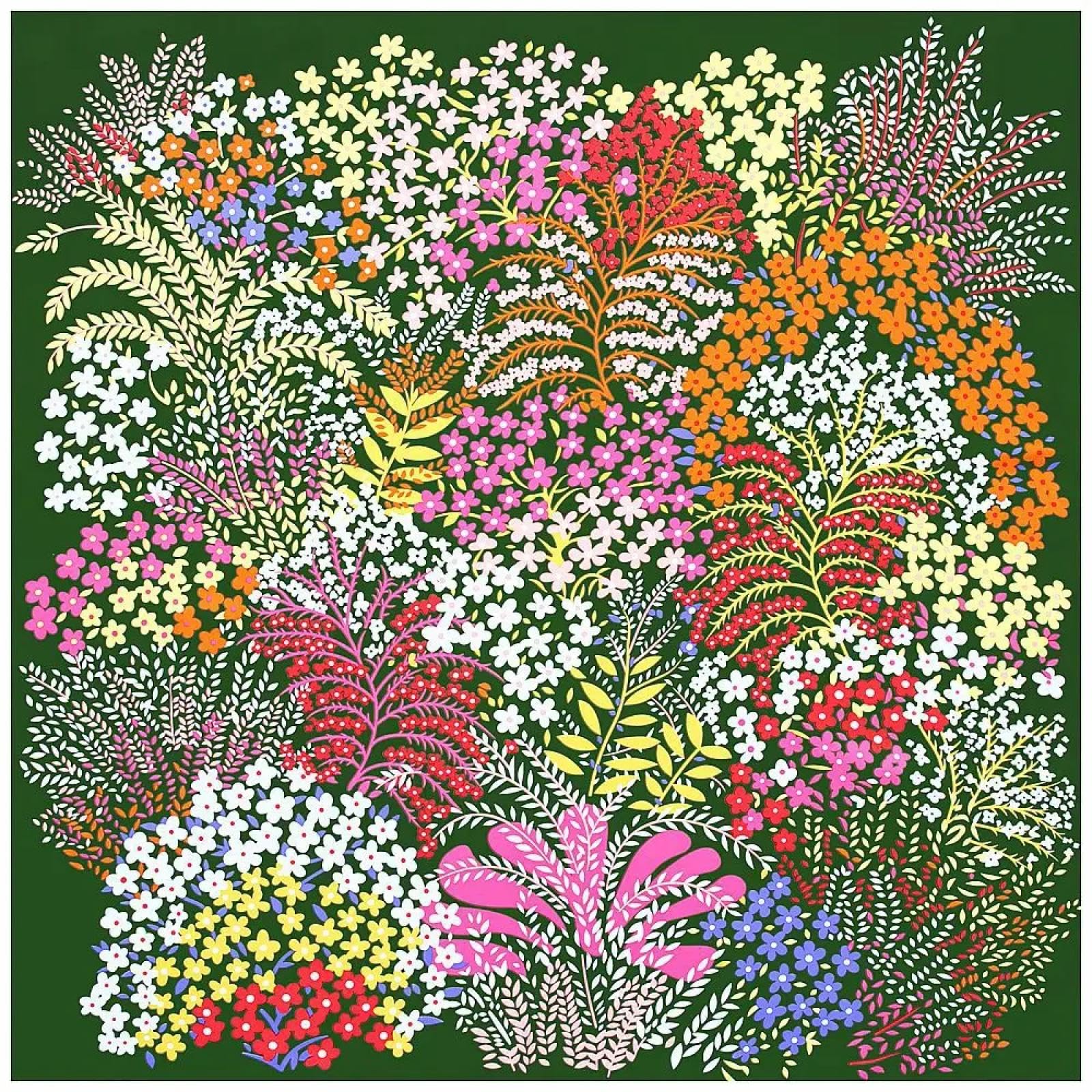 Schals Tücher Halstuch Scarf 130Cm Quadratischer Schal Damen Seidenschal Design Kleine Blume Damen Schal Bandana Kopftuch Schals