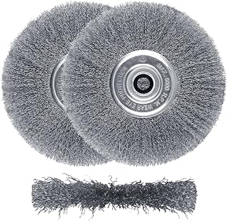 2Pcs 8 Inch Wire Wheel for Bench Grinder - ZORUNNA Wire Brush for Grinder, Fits 1/2" and 5/8" Arbor(0.012Inch Wire Size), Efficiently Polish Rust from Assorted Car Parts.