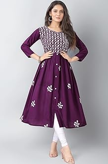 Women's Rayon Embroidered Flared Kurtis