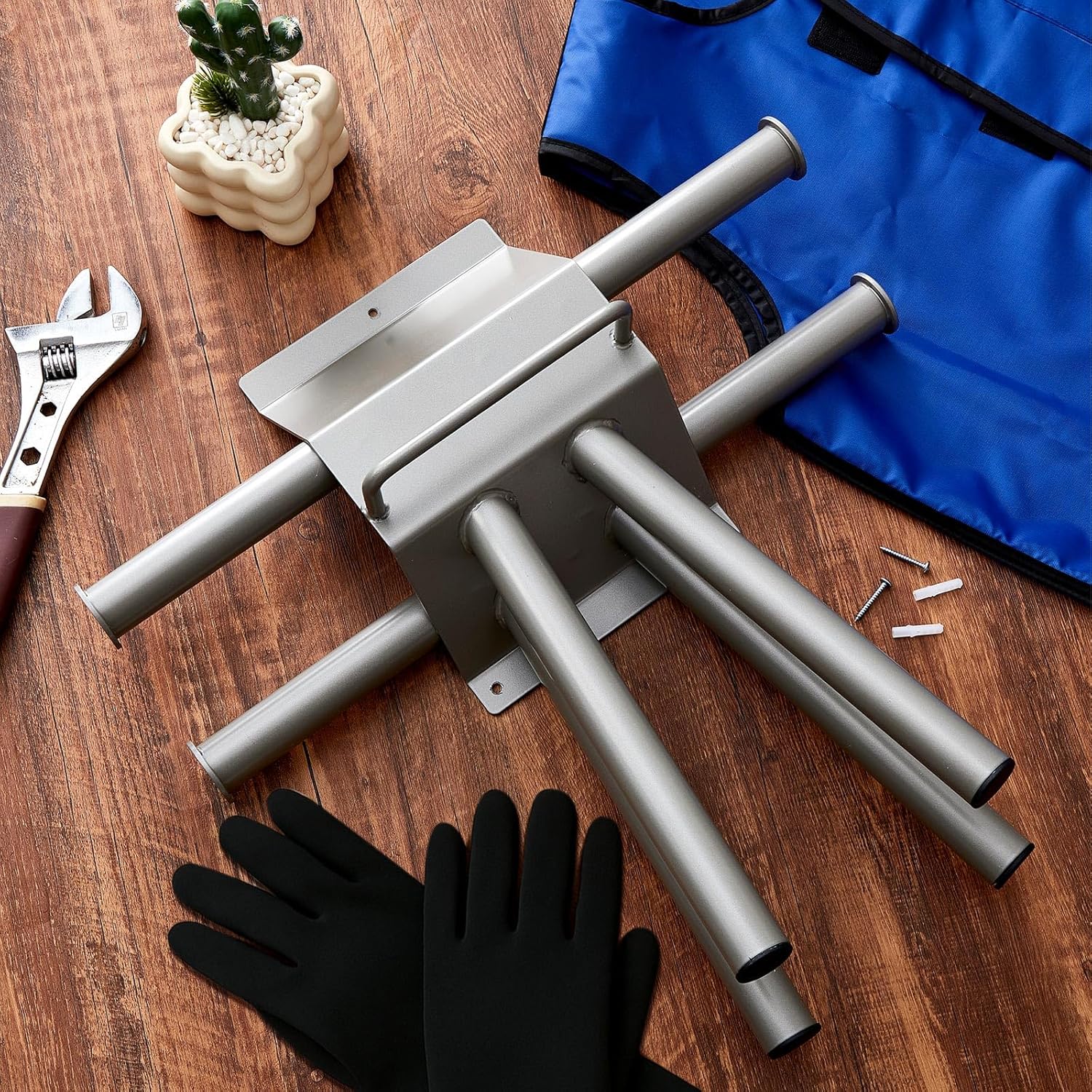 Blulu X-Ray Apron Glove Rack Wall Mount Steel Lead Apron Hanger 2 Bars/4 Glove Heavy Duty Wall Mounted White Holders for Lead Gown Dental X-Ray Thyroid Collar Radiology Department, Latex Free