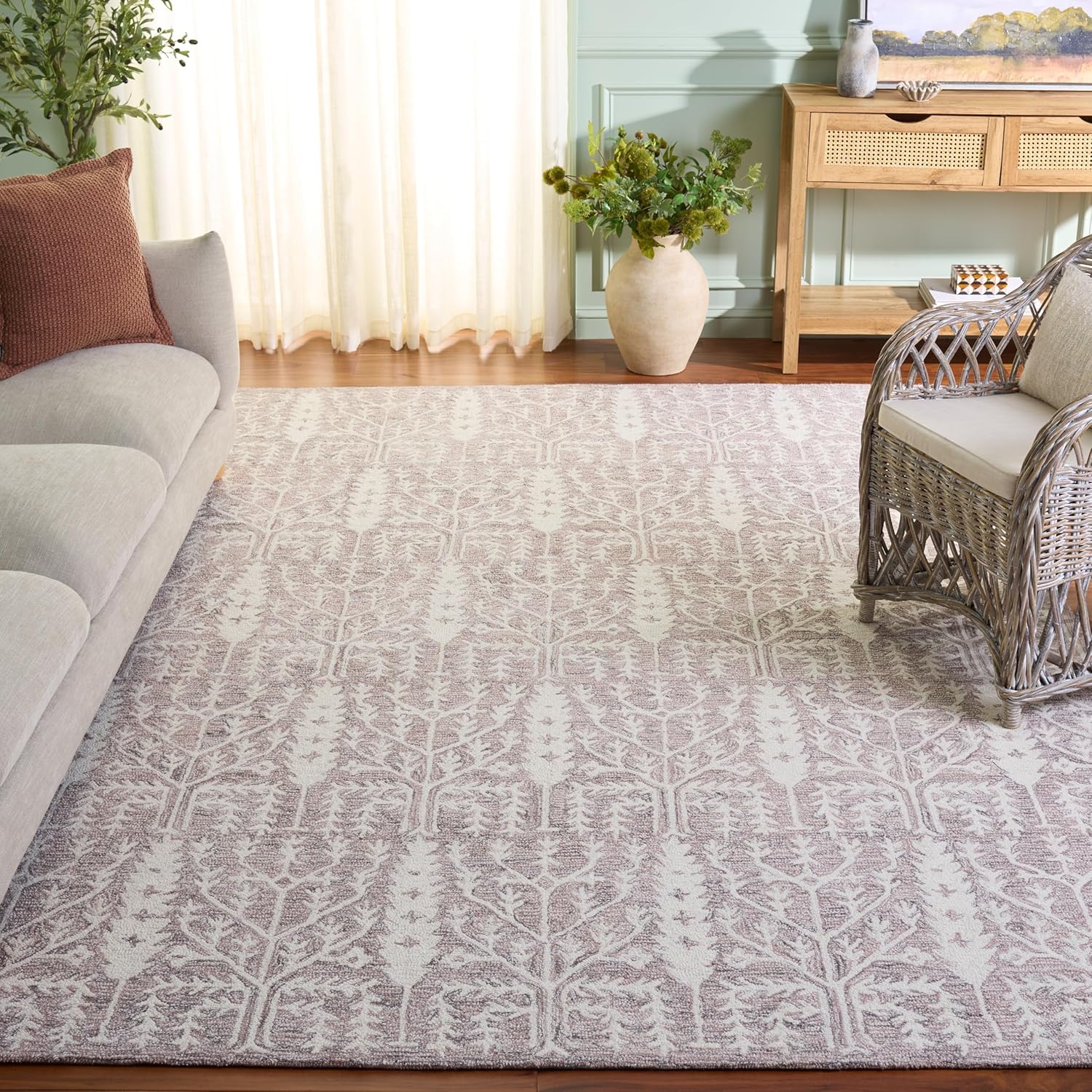 SAFAVIEH Area Rug 8x10 - Jardin Collection - Large - Blue & Ivory, Handmade Wool, Floral Design, Ideal for Living Room, Bedroom, Office, Dining Space (JAR852M)