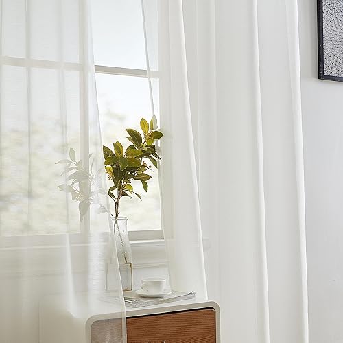 Miniatura 7 de HLC.ME - 2 paneles de cortina de velo traslúcido con ojales de 45, 63, 72, 84, 90, 95, 108 pulgadas de largo