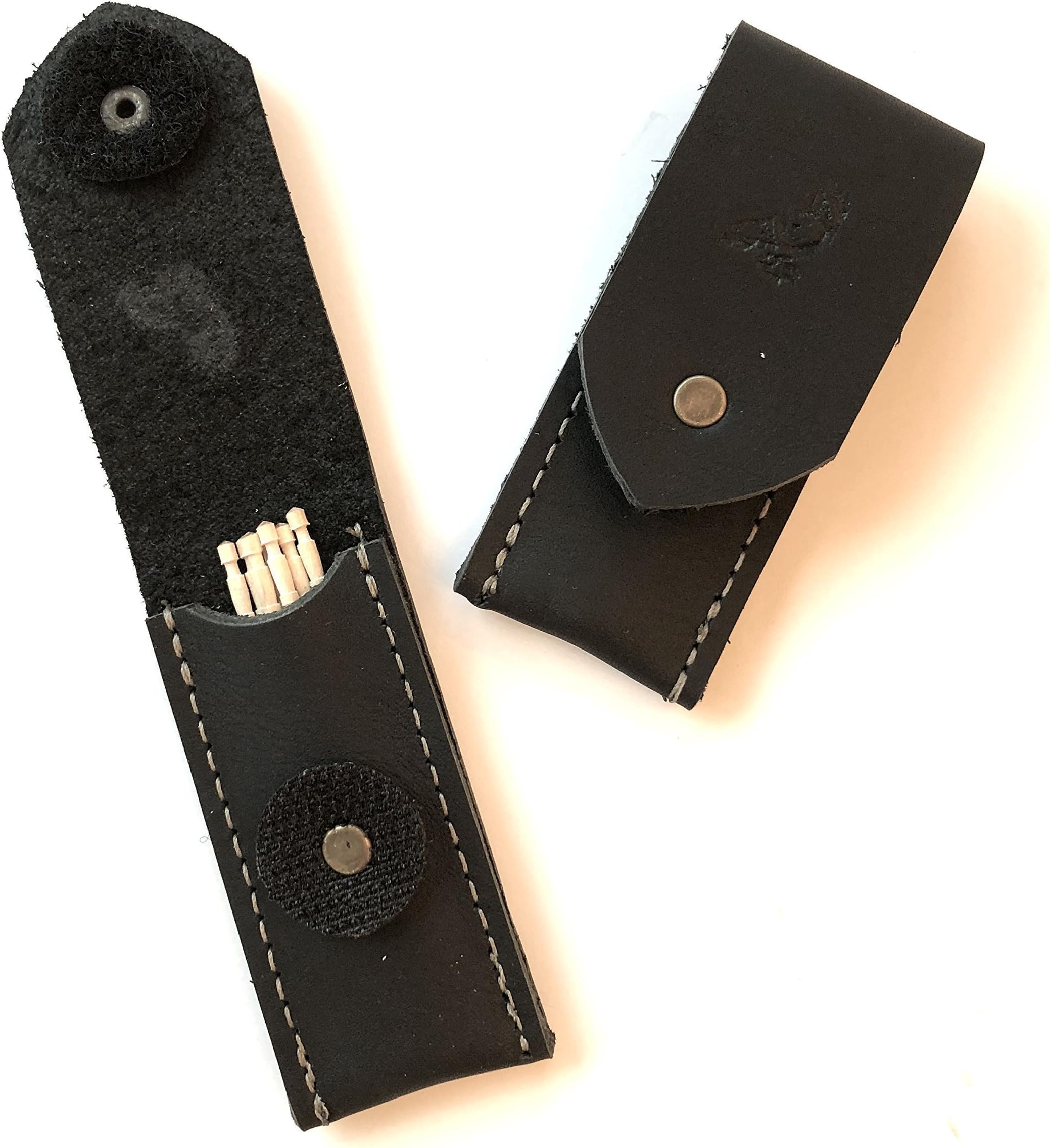 BLACK Leather Toothpick holder pocket travel case dispenser Made in USA. Toothpicks included! Great gift idea for Dad!