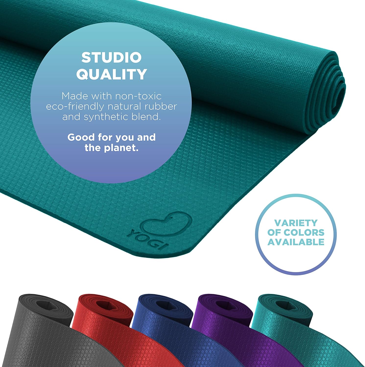 Yogi Premium Yoga Mat for Superior Grip - Eco-Friendly PVC and Natural 4mm Rubber Mat for Yoga, Pilates, Gym and Stretching - Durable Supportive Workout for Home Studio Training, 73” x 24”