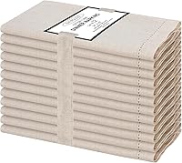 Vista 1 de Cotton Clinic Paquete de 12 servilletas de tela de punto vainica de gran tamaño de 20 x 20 pulgadas, tela de lino y algodón a medida con esquina