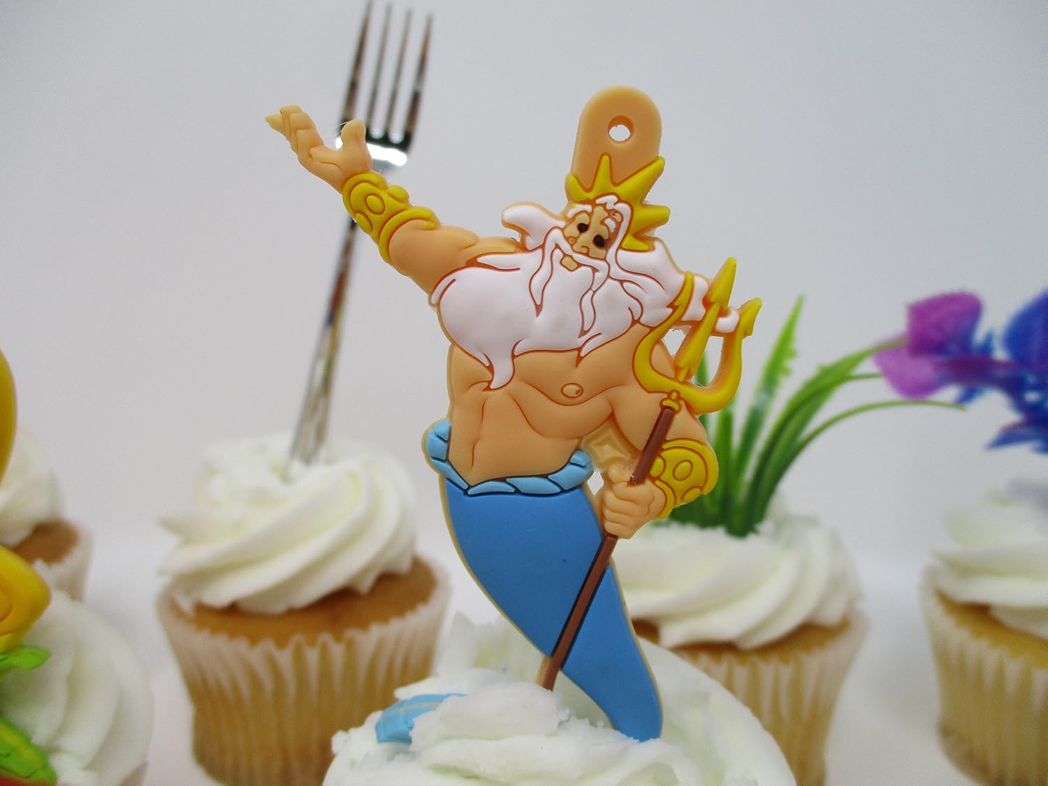 Little Mermaid Birthday Cake CUPCAKE Topper Set Featuring Characters from LITTLE MERMAID and Themed Decorative Accessories