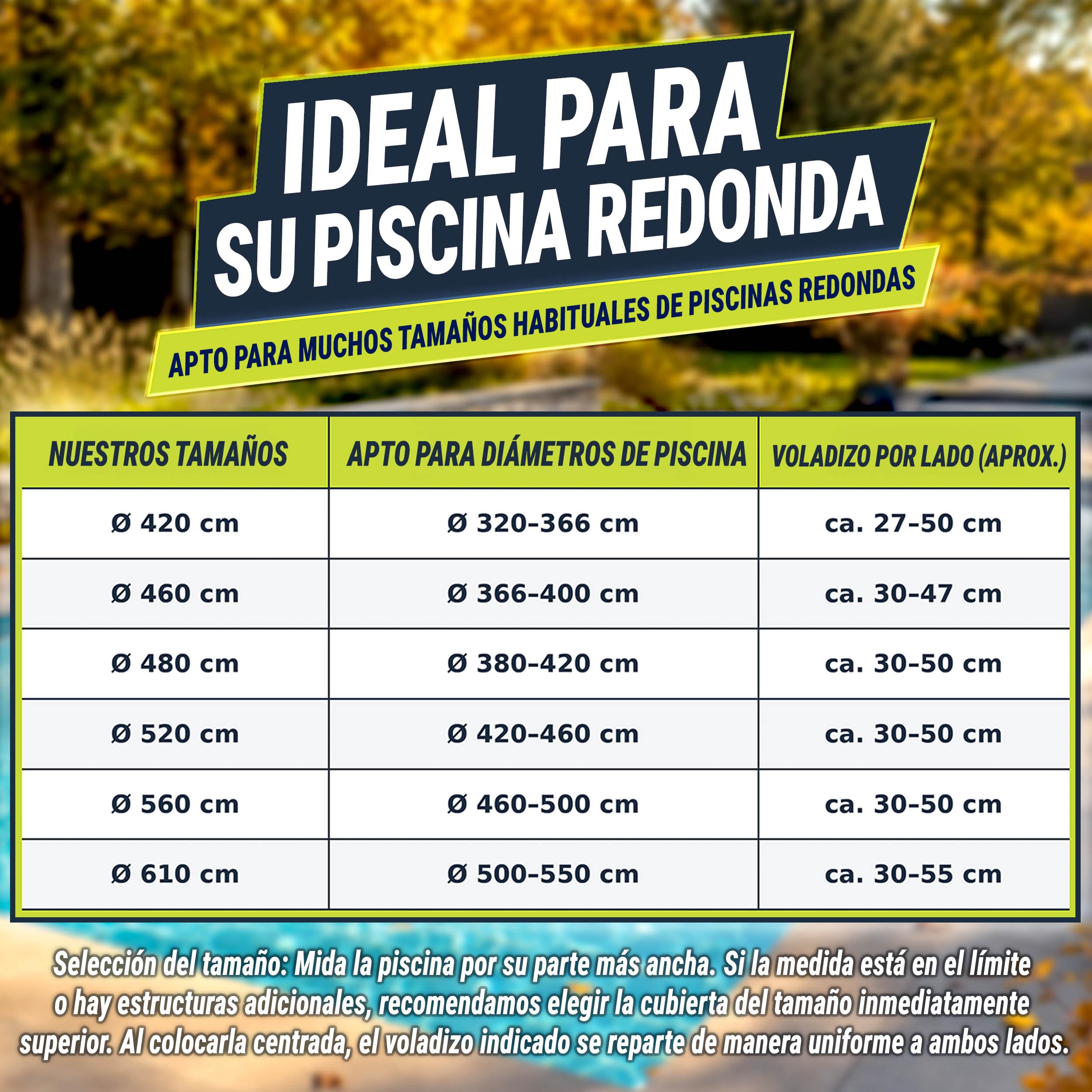 tillvex® Cubierta para piscina redonda de 560 cm de diámetro para 460 – 500