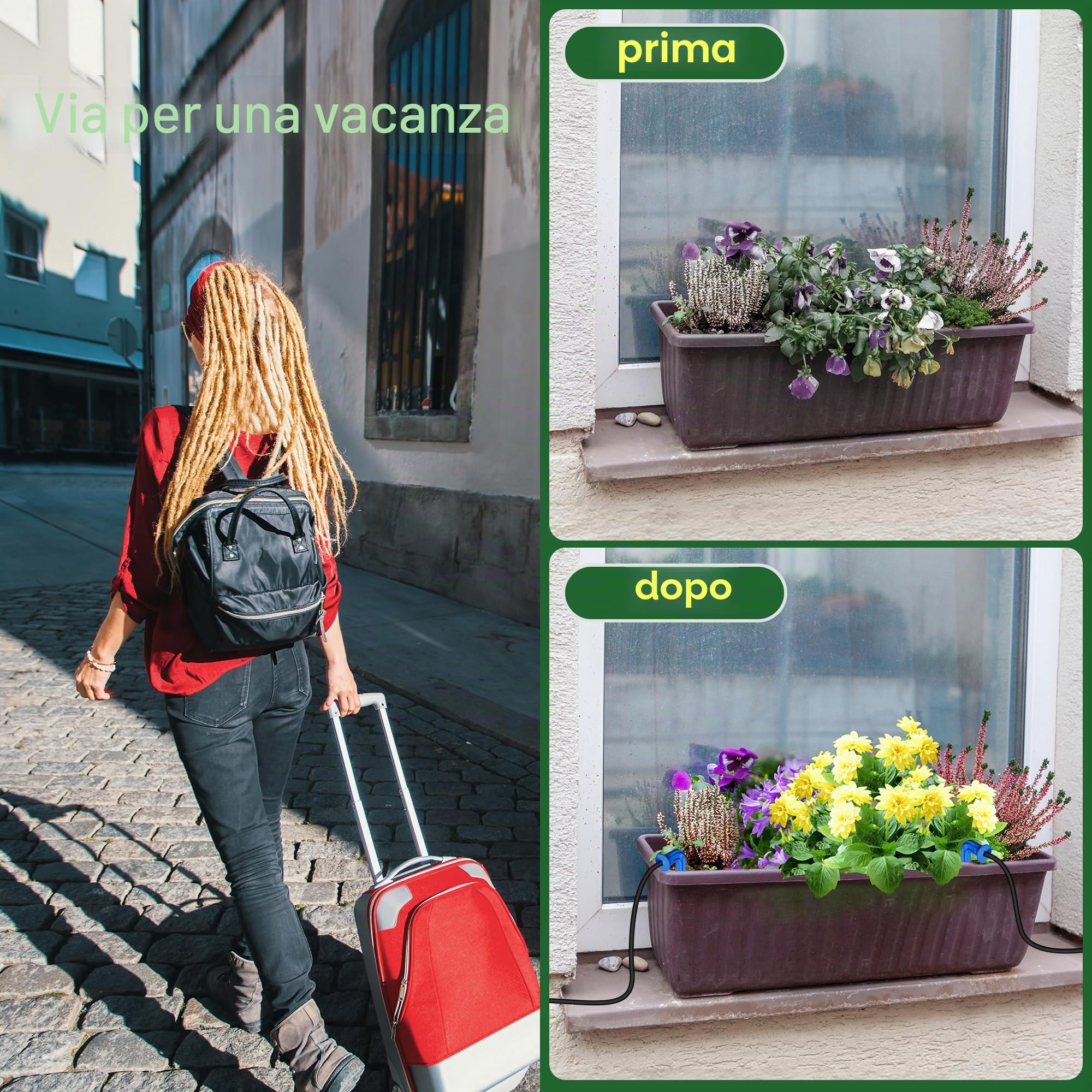 Biling Sistema solare per irrigazione balcone, 15 m, 3,5 W, piante, aiuola