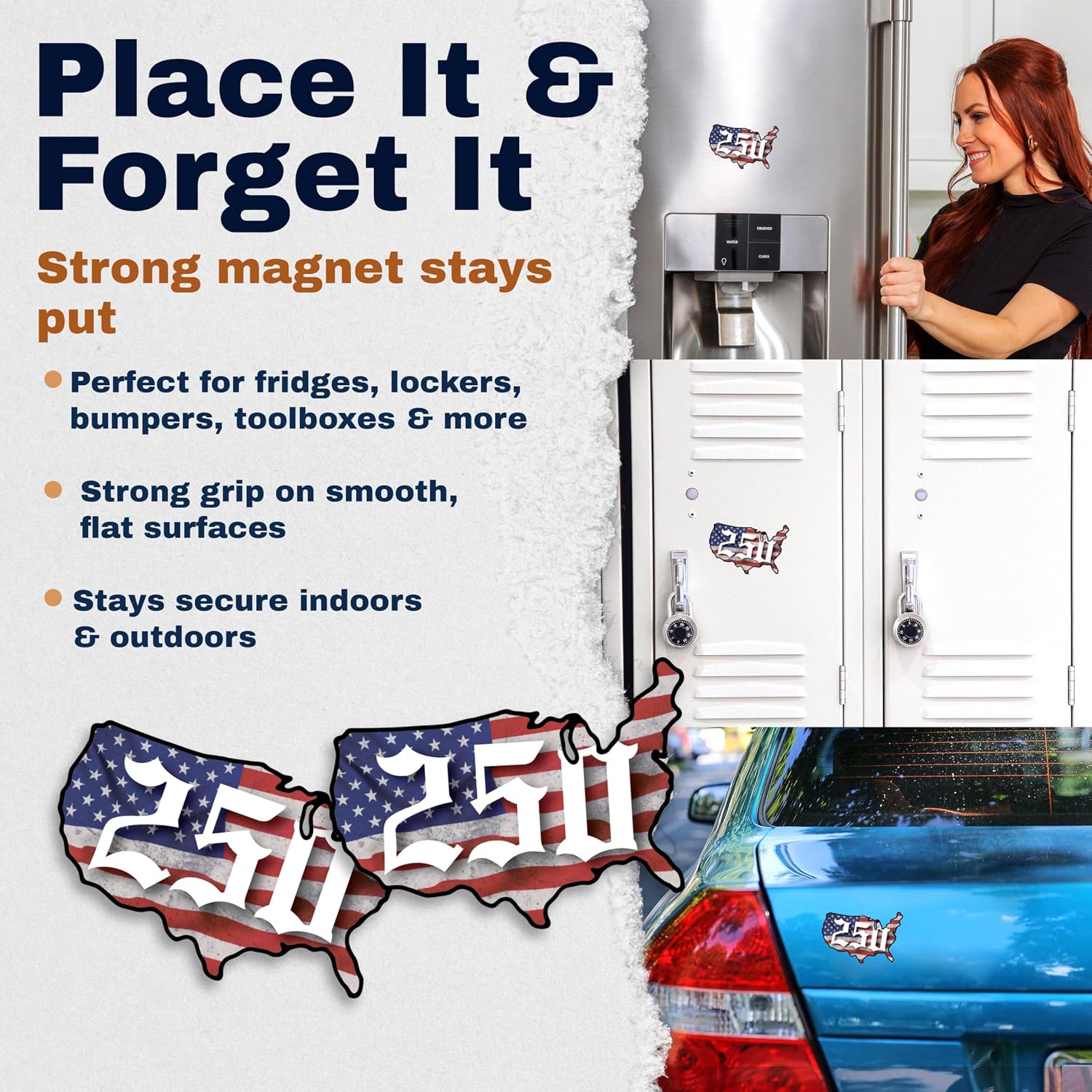2 Pack USA 250th Anniversary Car Refrigerator Magnet - Patriot Eagle for Car Truck Laptop -1776-2026 Bumper 250 Years USA Independence Day Car Magnets - USAMAG0001 image 5