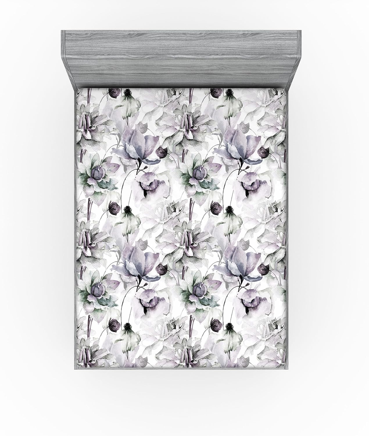 Ambesonne Flower Fitted Sheet, Pastel Colored Pattern of Blossoming Petals Watercolor Sketching Garden, Decorative Soft Fabric Bedding All-Round Elastic Pocket, Full Size, Mauve and Laurel Green