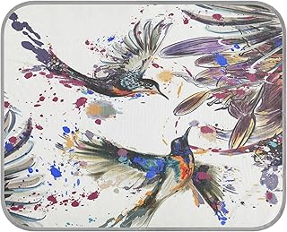 Oyihfvs Watercolor Hummingbird Lily Flowers Rectangle Ice Silk Dog Pet Pad, Soft Cooling Cat Mat Mattress, Washable Sleeping Pad for Puppy Cat Kennel (Small) 22 x 27 inch