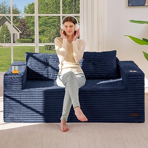 Miniatura 62 de MAXYOYO Sofá modular de 104 pulgadas con diván en forma de L, moderno sofá deshuesado para sala de estar, sofá en una caja, sofá cama de gran tamaño