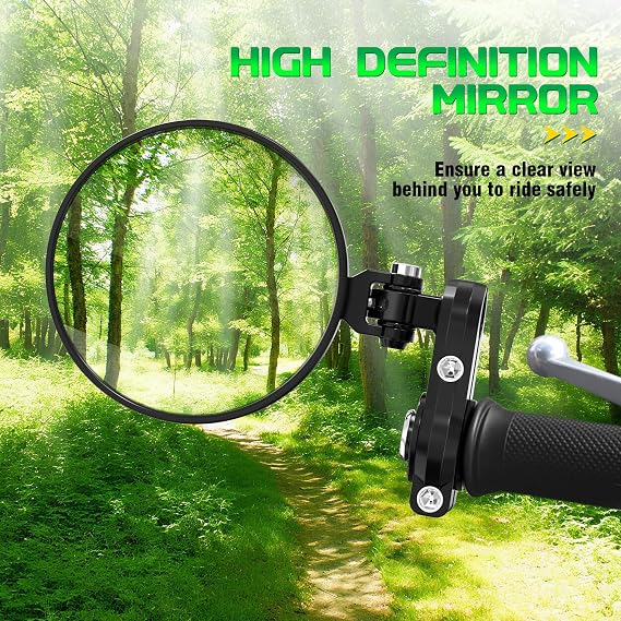 3 Round Rear View Motorcycle Mirrors, Universal Folding Bar End Side Mirror, CNC Aluminum, Convex Lens, Compatible with Honda, Yamaha, Suzuki, Scooters, Cruisers