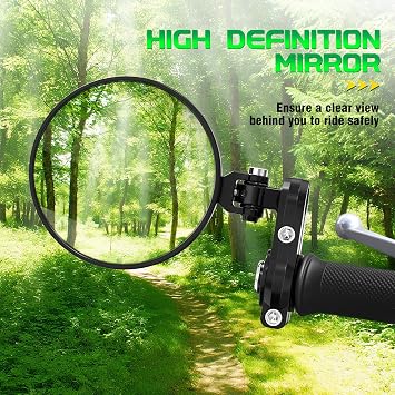 3 Round Rear View Motorcycle Mirrors, Universal Folding Bar End Side Mirror, CNC Aluminum, Convex Lens, Compatible with Honda, Yamaha, Suzuki, Scooters, Cruisers
